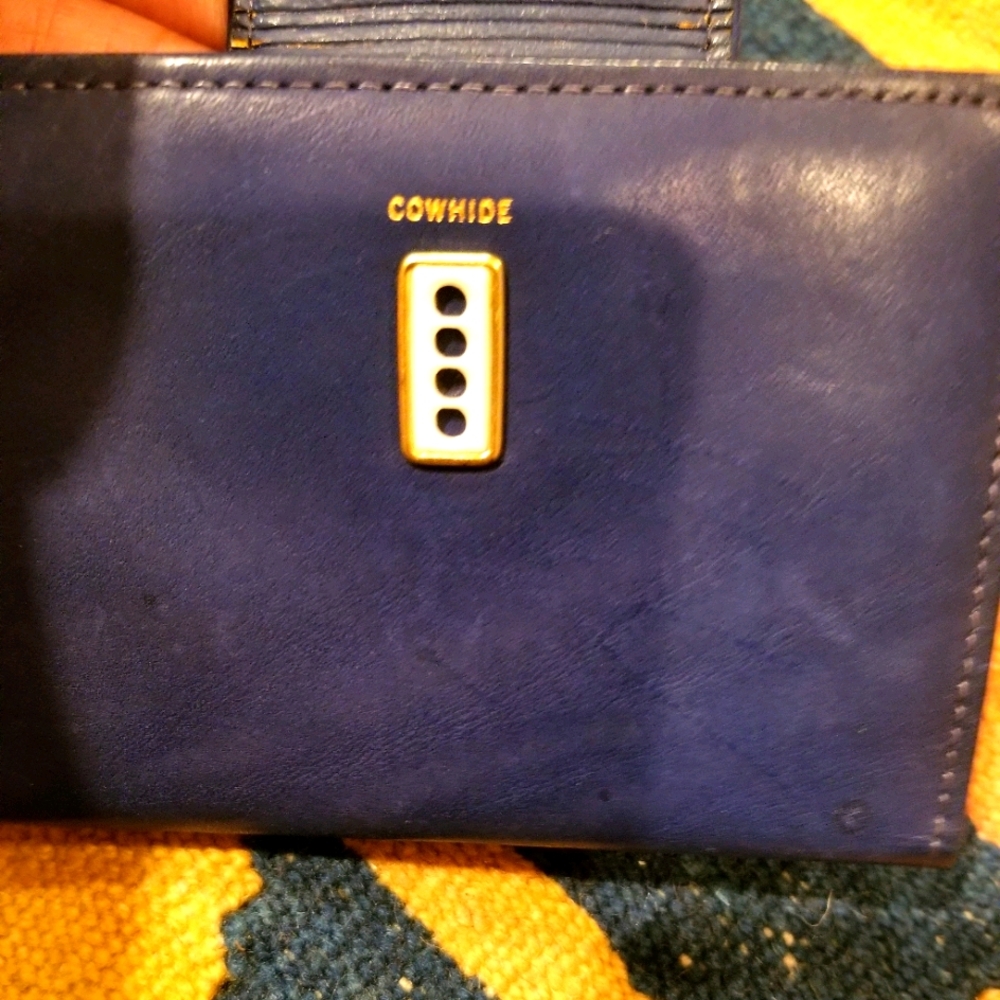 Vintage blue leather card wallet